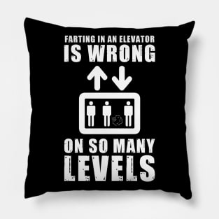 Funny Elevator Fart Joke Design Pillow