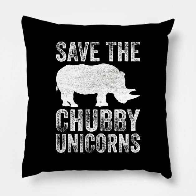 Save The Chubby Unicorns Funny Rhino Pillow by DragonTees