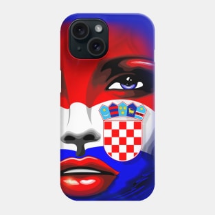 Croatia Flag Beautiful Girl Portrait Phone Case