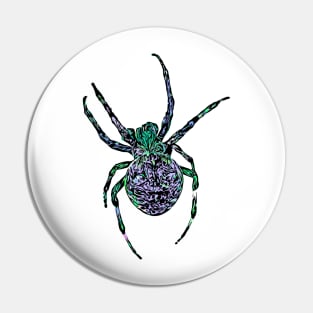 Zombie Spider Fierce Orb-Weaver Green Purple Pin