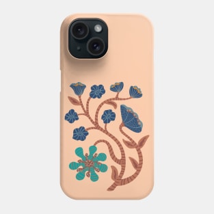 IT'S A JUNGLE OUT THERE Mod Funky Floral-2 in Retro Navy Blue and Brown - UnBlink Studio by Jackie Tahara Phone Case