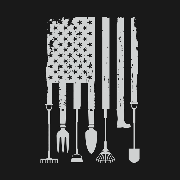 Vintage American Flag Gardener Gardening Tools 4th Of July by mrsmitful01