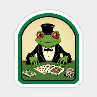 Frog poker player Magnet