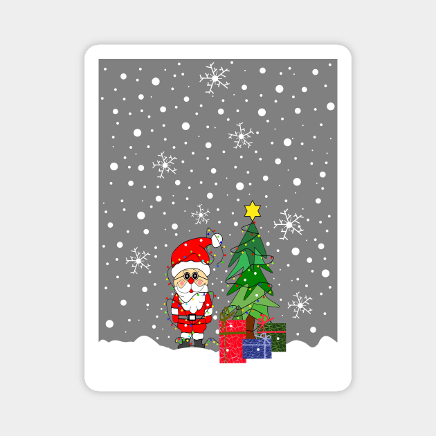 Merry Christmas Funny Santa Claus - Funny Santa Art Magnet by SartorisArt1