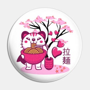 Ramen Kawaii Japanese Valentines Neko Cat Ramen Noodles Love Pin