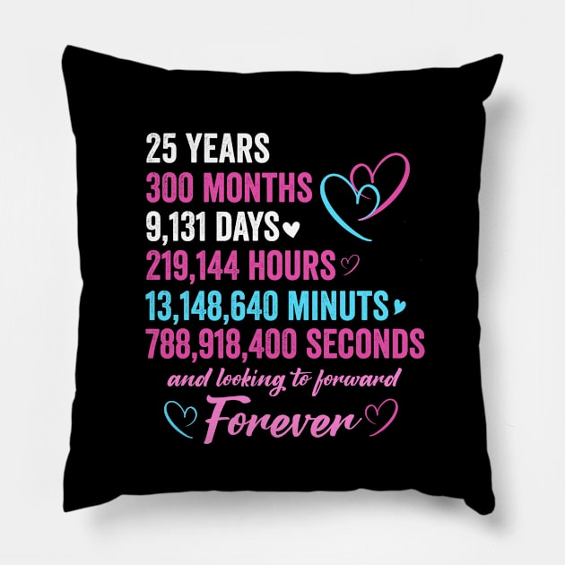 25th Wedding Anniversary 25 Years Marriage Couple Gift Pillow by dianoo