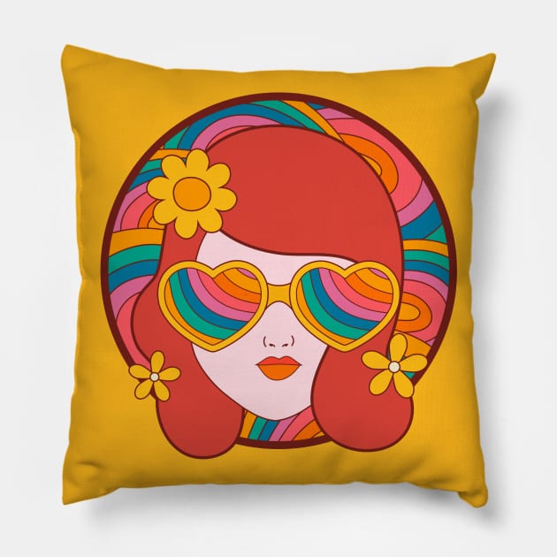Psychedelic Red Head Pillow by InkyArt