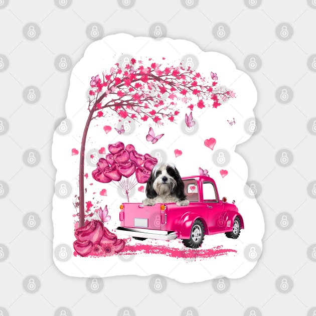 Valentine's Day Love Pickup Truck Tibetan Terrier Magnet by SuperMama1650