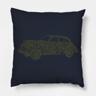 Vintage retro classic  car typography artwork Pillow