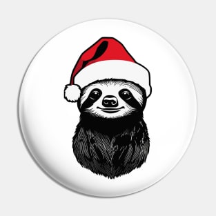 Christmas Sloth with Santa Hat Pin