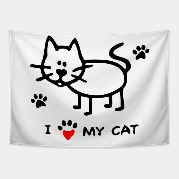 I Love My Cat Tapestry by Miya009