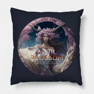 April zodiac woman flowers Pillow