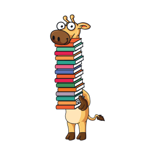 Giraffe Carrying Books Book Lover Reading T-Shirt