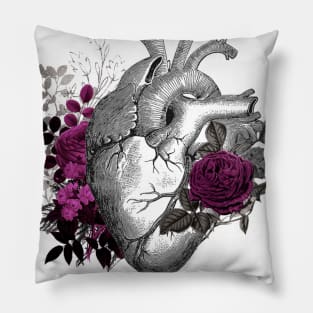 Gothic Heart and Roses Pillow