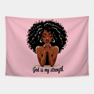 Woman Praying - God is my strength Tapestry