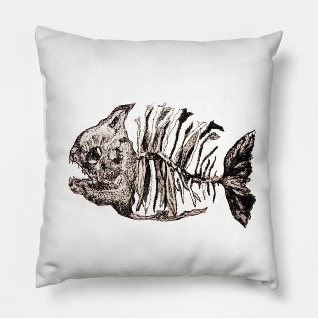 Fish skeleton Pillow by Kuhtina