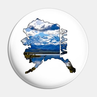 State of Alaska Outline with Mountains Pin