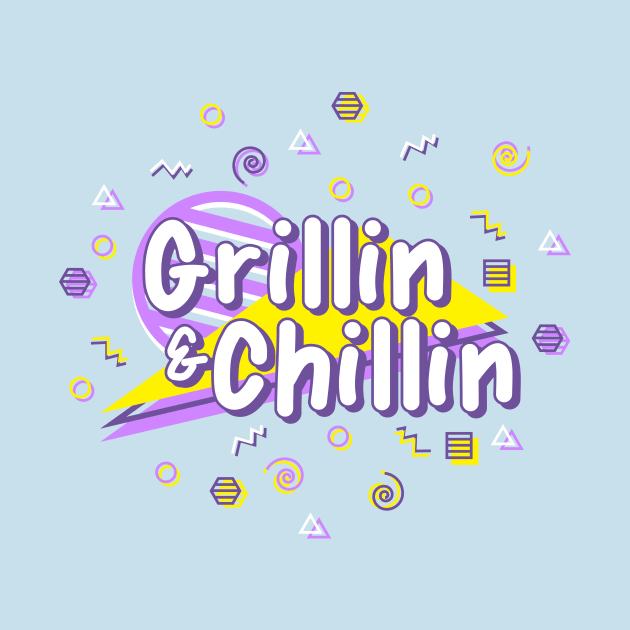 Grillin & Chillin - 90s BBQ Cookout Triangle Pattern by FatCatSwagger