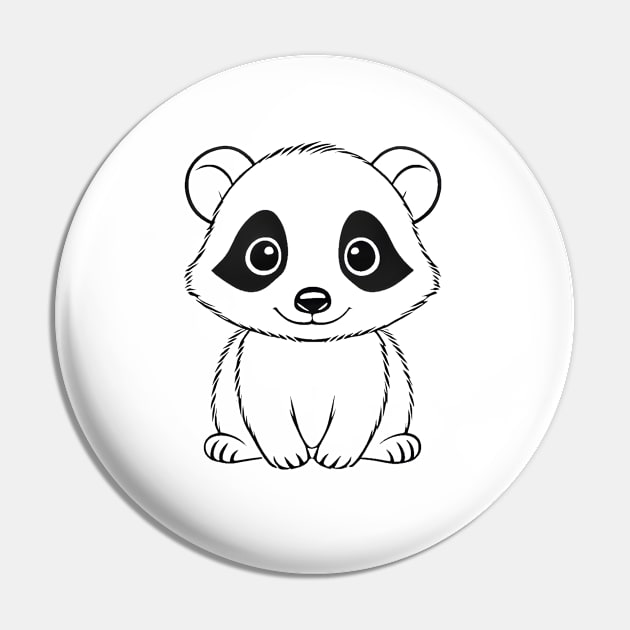 Cute Baby Badger Animal Outline Pin by Zenflow