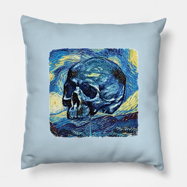 Skull Van Gogh Style Pillow by todos