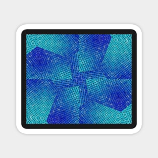 irregular cut-outs of 3D abstract blue pattern in the style of lattice characters It's like a braided Magnet