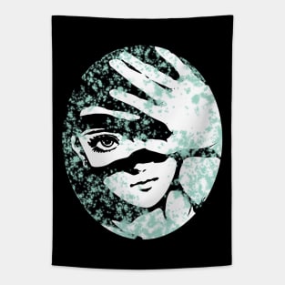 Punk Fashion Style Oval Mint Green Glowing Girl Tapestry