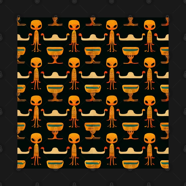 Alien hieroglyphs seamless pattern by Riverside-Moon