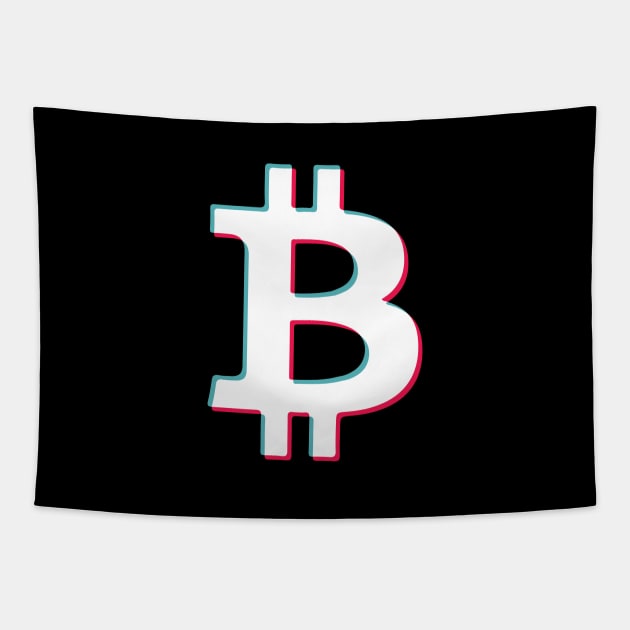 Bitcoin Social Media App blue pink glitch modern typography art gift Tapestry by star trek fanart and more