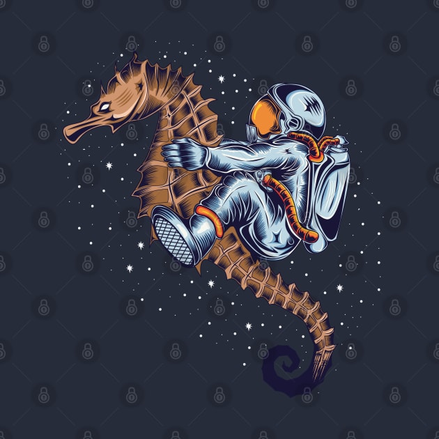 astronaut riding seahorse by Mako Design 