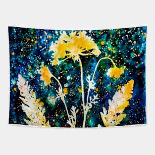 Botanical cyanotype floral Tapestry