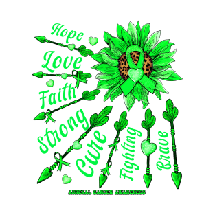 Adrenal Cancer Awareness - Sunflower leopard faith love fight T-Shirt