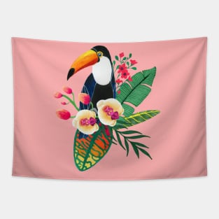 Tropical bird and flowers Tapestry