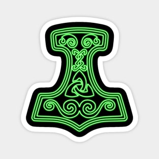 Thor hammer - Mjöllnir - green neon Magnet