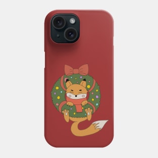 Cozy Fox in Festive Wreath and Bow! Phone Case