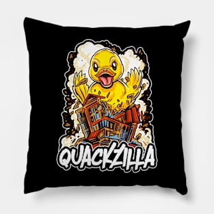 Retro Quackzilla Pun Duck Gifts Men Women Kids Funny Duck Pillow