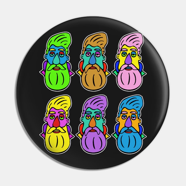 6 Hipster Heads Pin by headrubble