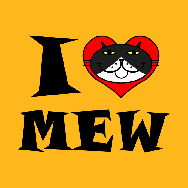 I Heart Cat - Black and White Tuxedo Cat by RawSunArt