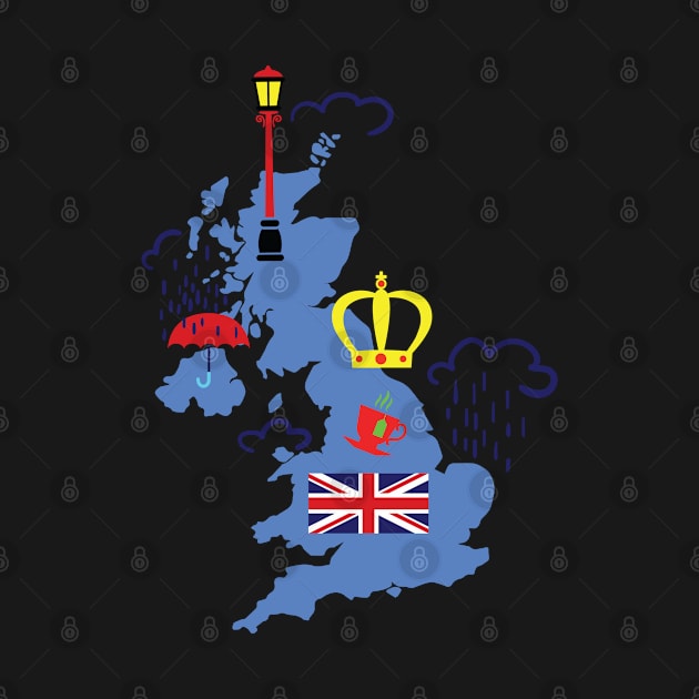 Map of UK with typical by holidaystore