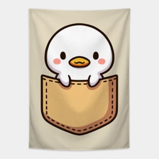 Baby Goose in Pocket Cute Kawaii Peeking Bird Tapestry