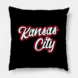 Vintage Kansas City White and Red Script For KCMO Locals Pillow