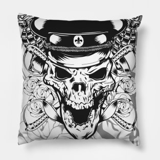 Black on white skull general illustration Pillow