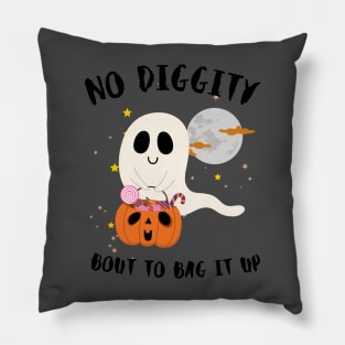 No Diggity Bout To Bag It Up Cute Ghost Halloween Kids Candy Pillow