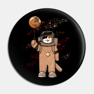 Astronaut cat Mars Pin