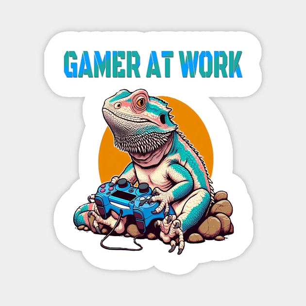 Busy Dragon Gamer Video Game Gecko Lizard Magnet by fantastic-designs