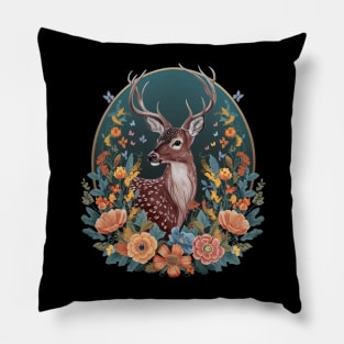 Cottagecore Floral Deer Aesthetic Pillow