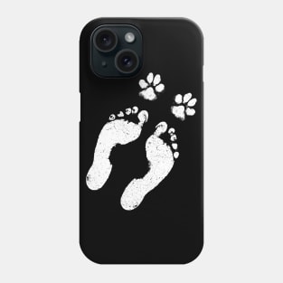 Dog Lover Gift - Diagonal Paw and Foot Prints Phone Case