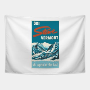 Ski Stowe Vermont, Vintage Poster Tapestry