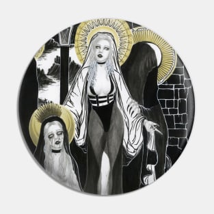 New Mary - Virgin Mary dark goddess, black and white painting, dark and occult art Pin