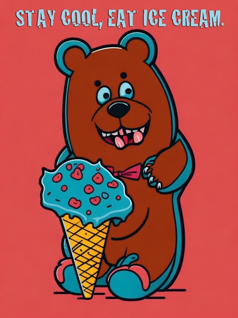 Ice Cream and Bear Kids T-Shirt by likbatonboot