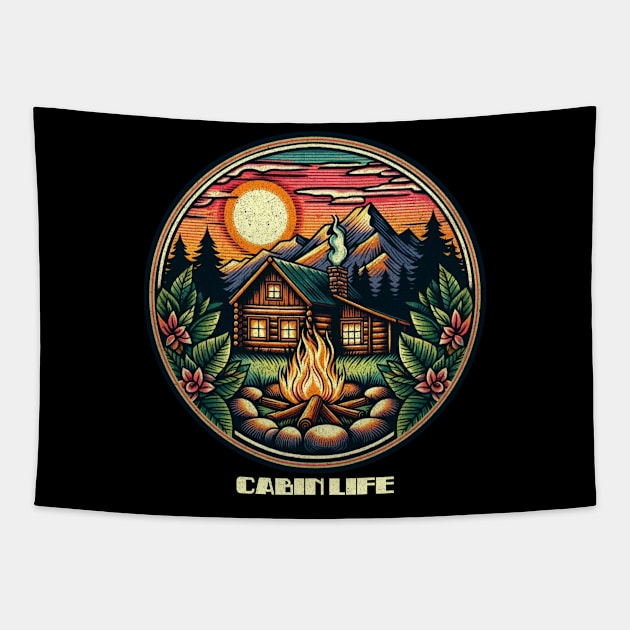 Cabin life dreaming Tapestry by Tofuvanman